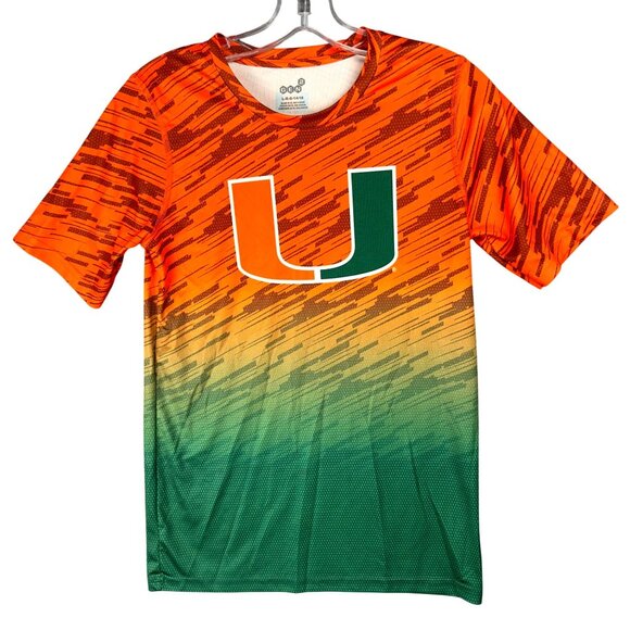 Gen 2 Miami Hurricanes Gradient Performance T-Shirt Youth L 14/16 Orange Green - Picture 1 of 10
